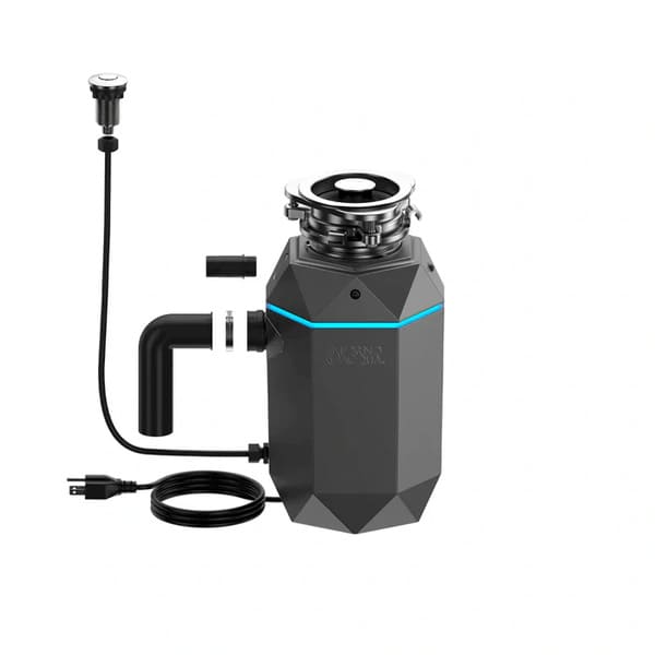 FORNO Acqua BrightDiamond 1HP Super Quiet Garbage Disposal Corded with Motion Sensor Cabinet Light & Pre-Wired Air Switch