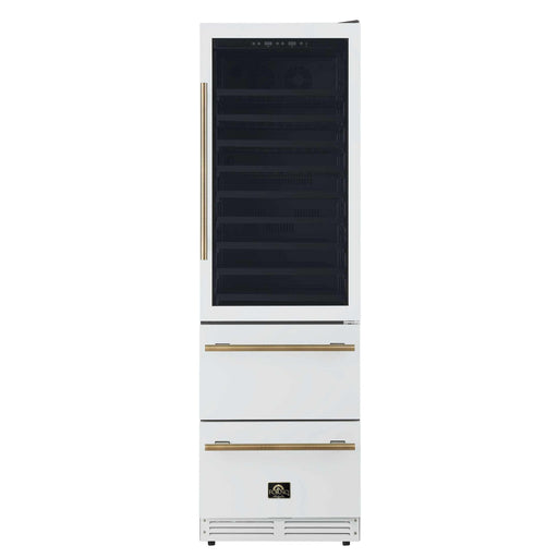 Forno Azienda 24 Inch Dual Zone Wine Cooler, 15.8 Cu. Ft., 108 Bottles & 100 Cans, 2 Drawers, Charcoal Filters, White - FWCDR6628-24WHT