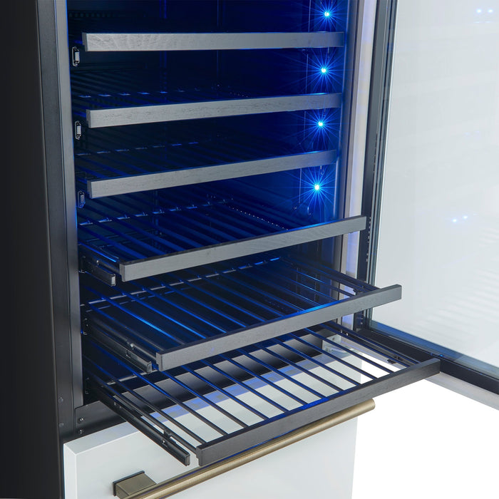 Forno Azienda 24 Inch Dual Zone Wine Cooler, 15.8 Cu. Ft., 108 Bottles & 100 Cans, 2 Drawers, Charcoal Filters, White - FWCDR6628-24WHT