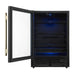 Forno Frescolino 24 Inch Beverage Cooler, Black with Antique Brass Handles, with LED Lighting, Triple Glass Door, 188 Can Capacity, Built-In or Freestanding