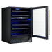 Forno Bacchino 24 Inch Wine Cooler, Black with Antique Brass Handles, with LED Lighting, Triple Glass Door, 51 Bottle Capacity, Built-In or Freestanding