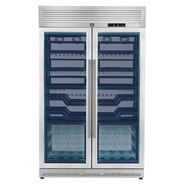 FORNO Abruzzo 48-Inch Dual Zone Wine Cooler with 102 Bottles, 24 Cu. Ft., Green Acrylic Holders & Black Shelves FWCDR6610-48S