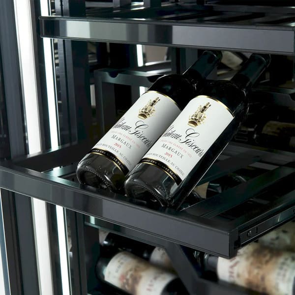 FORNO Abruzzo 48-Inch Dual Zone Wine Cooler with 102 Bottles, 24 Cu. Ft., Green Acrylic Holders & Black Shelves FWCDR6610-48S