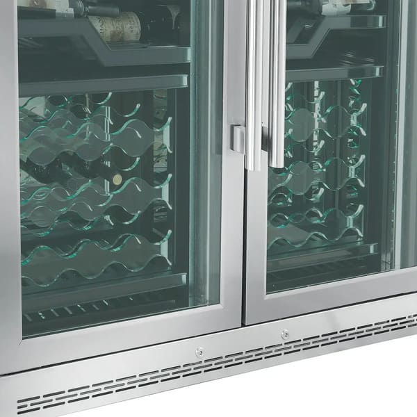 FORNO Abruzzo 48-Inch Dual Zone Wine Cooler with 102 Bottles, 24 Cu. Ft., Green Acrylic Holders & Black Shelves FWCDR6610-48S