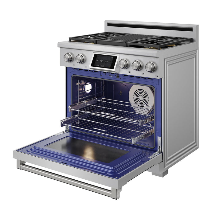 Thor Kitchen X Series 36-inch Professional Freestanding Dual Fuel Liquid Propane - rack slide out