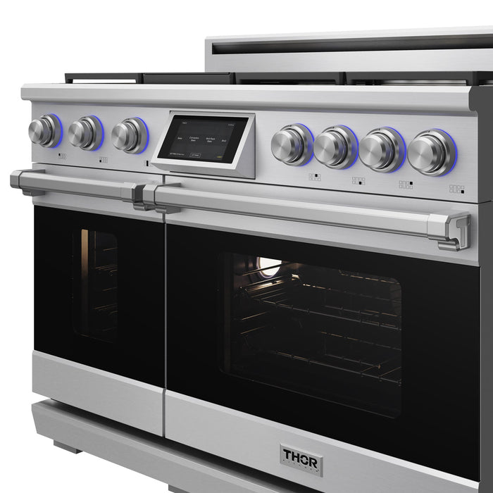 Thor Kitchen X Series 48-inch Professional Freestanding Dual Fuel Range Gas - light on