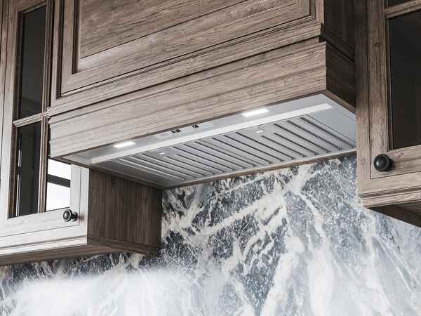 Zephyr Monsoon Mini 36” Insert Liner with 300 CFM, 3-Speed Mechanical Controls, LED Lighting, Hybrid Baffle Filters, and Optional Recirculating Kit.