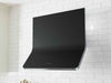 Zephyr Horizon Wall Hood Black Glass Detail – LED Lighting, Hybrid Baffle Filter