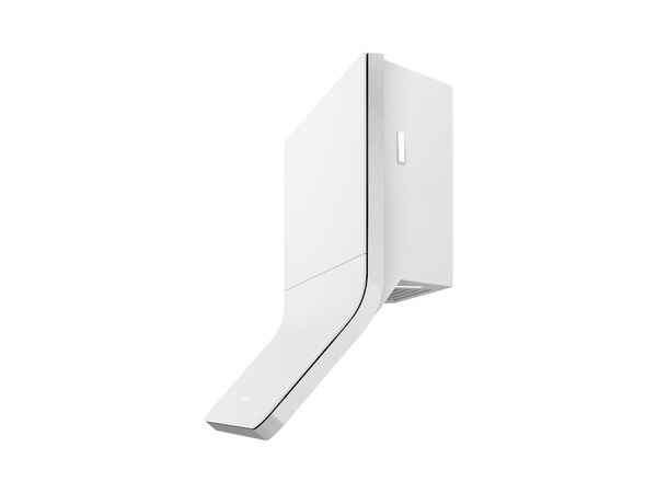 Zephyr Horizon Wall Hood White Glass Side View – Sleek, Modern Design with LED Lighting