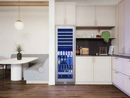 ZEPHYR Dual Zone Wine and Beverage Cooler in a stylish kitchen, front view.