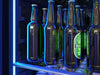 Deep Blue LED lighting inside the ZEPHYR Dual Zone Wine and Beverage Cooler.