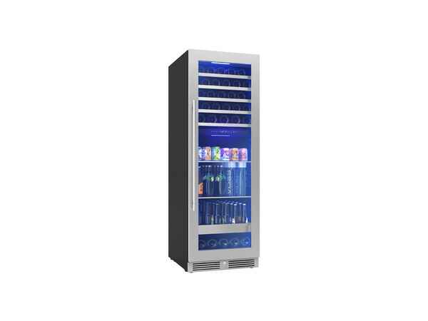 Side view of the ZEPHYR Dual Zone Wine and Beverage Cooler on a white background.