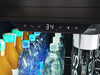 Close-up of the ZEPHYR Full Size Single Zone Beverage Cooler control panel illuminated with cloud white LED lighting, showing digital temperature settings