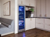Angled view of the ZEPHYR Full Size Single Zone Beverage Cooler built into a modern kitchen environment, seamlessly integrated with surrounding cabinetry