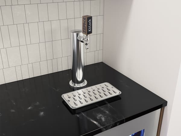ZEPHYR Kegerator & Beverage Cooler featuring a chalkboard handle, allowing for easy labeling of beverages on tap with a customizable, writable surface