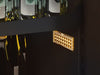 ZEPHYR Kegerator & Beverage Cooler interior illuminated with Amber LED lighting, adding a warm, inviting glow to the beverage storage space