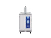 ZEPHYR Kegerator & Beverage Cooler shown head-on with optional casters installed, offering mobility along with its professional stainless steel design