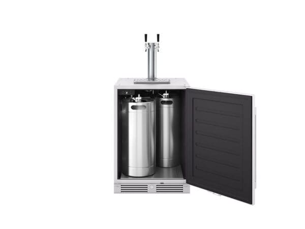 ZEPHYR Outdoor Kegerator & Beverage Cooler with a double tap setup, designed for dual-keg configurations and professional-grade outdoor beverage service
