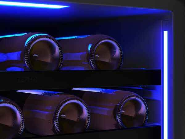 ZEPHYR PRW24F02CPB Built-In Dual Zone Wine Cooler with Deep Blue LED Lighting