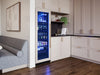 Angled view of the ZEPHYR Panel Ready Full Size Beverage Cooler installed in a modern kitchen environment, seamlessly integrated with custom cabinetry