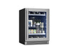 ZEPHYR Pro Single Zone Beverage Cooler shown at an angle with the quarter-shelf partially extended, showcasing adjustable and space-saving shelf design