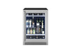 ZEPHYR Pro Single Zone Beverage Cooler shown head-on with the quarter-shelf extended, highlighting customizable interior shelving and sleek design