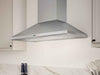 Close-up Detail of Zephyr Siena Pro Wall Mounted Range Hood – Seamless Stainless Steel Design and ICON Touch Controls