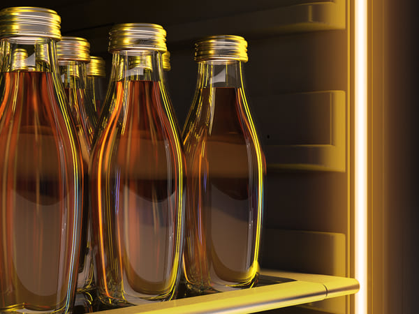 ZEPHYR Single Zone Beverage Cooler with warm amber LED interior lighting