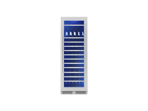 Best single zone wine cooler offering a full view of its elegant design, LED lighting, and precision temperature control.
