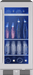 Head on view of Zephyr PRB15C01CG 15-Inch Single Zone Beverage Fridge with stainless steel glass door, precise temperature control, and compact design for beverage storage.