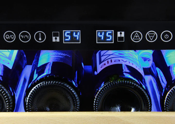 Allavino 24" Wide FlexCount Classic II Tru-Vino 172 Bottle Dual Zone Stainless Steel Right Hinge Wine Refrigerator - AO YHWR172-2SR20