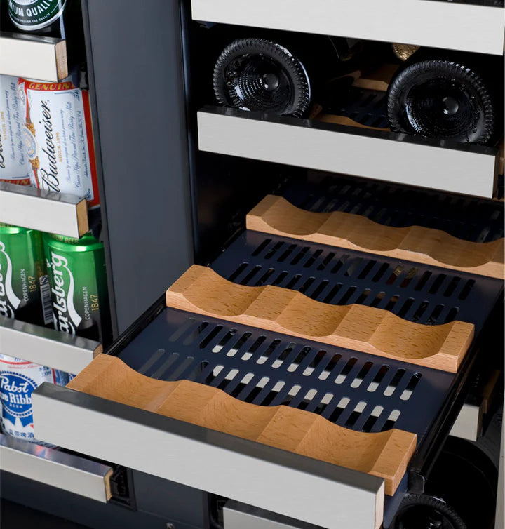 Allavino 24" Wide FlexCount II Tru-Vino 18 Bottle/66 Cans Dual Zone Stainless Steel Wine Refrigerator/Beverage Center - AO VSWB-2SF20