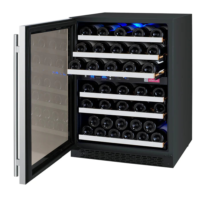 Allavino 24" Wide FlexCount II Tru Vino 56 Bottle Dual Zone Stainless Steel Left Hinge Wine Refrigerator - AO VSWR56-2SL20