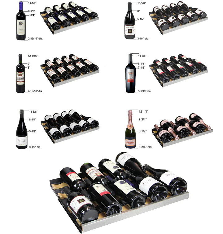 Allavino 24" Wide FlexCount II Tru Vino 56 Bottle Dual Zone Stainless Steel Left Hinge Wine Refrigerator - AO VSWR56-2SL20