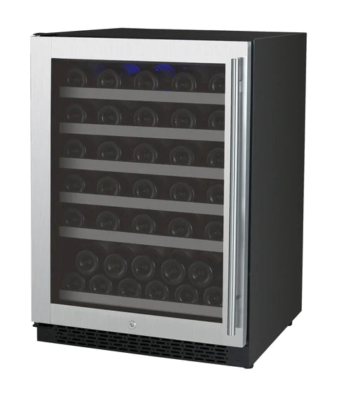 Allavino 24" Wide FlexCount II Tru-Vino 56 Bottle Single Zone Stainless Steel Left Hinge Wine Refrigerator - AO VSWR56-1SL20