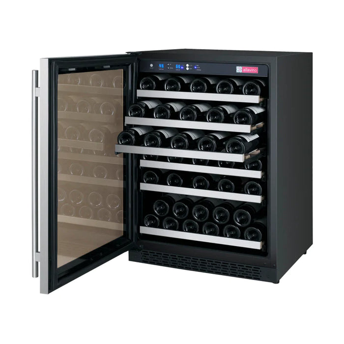 Allavino 24" Wide FlexCount II Tru-Vino 56 Bottle Single Zone Stainless Steel Left Hinge Wine Refrigerator - AO VSWR56-1SL20