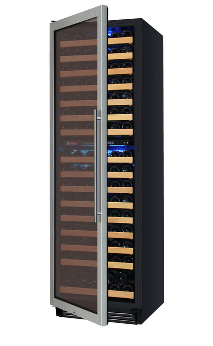 Allavino 24" Wide FlexCount II Tru-Vino Technology 172 Bottle Dual Zone Stainless Steel Left Hinge Wine Refrigerator - AO YHWR172-2SL20