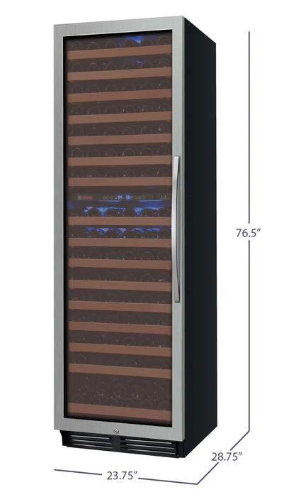 Allavino 24" Wide FlexCount II Tru-Vino Technology 172 Bottle Dual Zone Stainless Steel Left Hinge Wine Refrigerator - AO YHWR172-2SL20