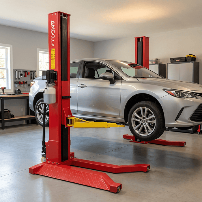 AMGO SML-7 Single Post Lift | 7,000 lb Portable Car Hoist for Garage & Shops