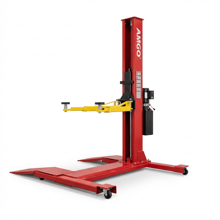 AMGO SML-7 Single Post Lift | 7,000 lb Portable Car Hoist for Garage & Shops