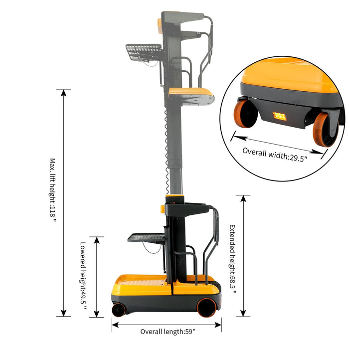 ApolloLift Fully Electric Mini Order Picker with Load Tray 200lbs. Capacity Local Pick-Up - A-5001