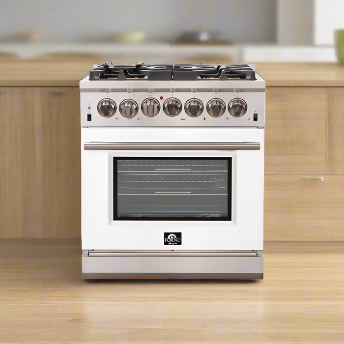 FORNO Capriasca - Titanium Professional 30" Freestanding Colored Door Gas Range FFSGS6260-30WHT