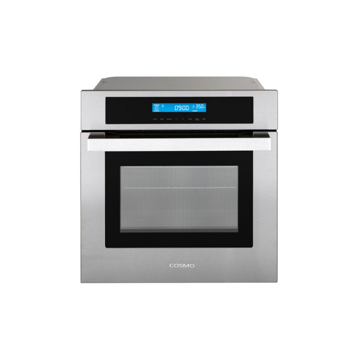 Cosmo 24 in. 2.5 cu. ft. Single Electric Wall Oven w/8 Functions and True European Convection in Stainless Steel - C106SIX-PT