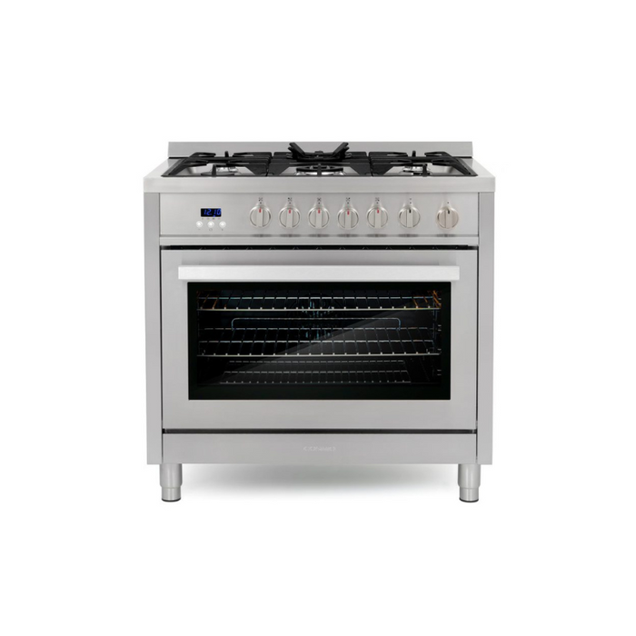 Cosmo 36 in. 3.8 cu. ft. Single Oven Gas Range with 5 Burner Cooktop and Heavy Duty Cast Iron Grates in Stainless Steel - COS-965AGFC