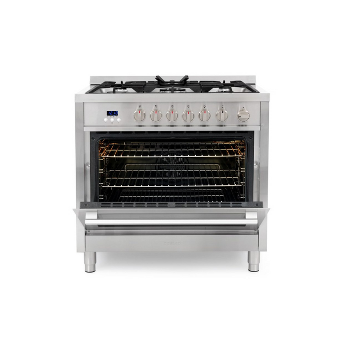 Cosmo 36 in. 3.8 cu. ft. Single Oven Gas Range with 5 Burner Cooktop and Heavy Duty Cast Iron Grates in Stainless Steel - COS-965AGFC