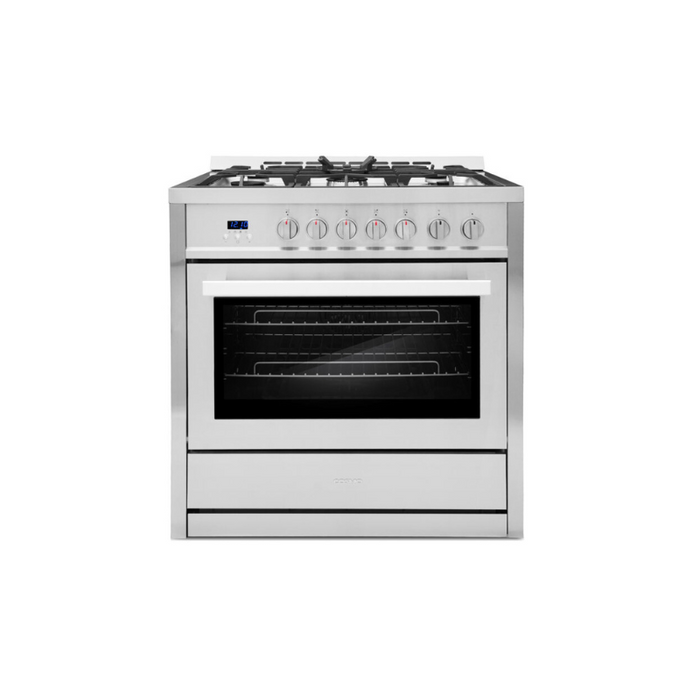 Cosmo 36 in. 3.8 cu. ft. Single Oven Gas Range with 5 Burner Cooktop and Heavy Duty Cast Iron Grates in Stainless Steel - COS-965AGC