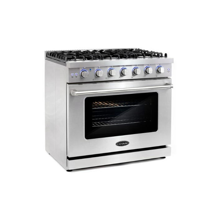 Cosmo 36 in. 6.0 cu. ft. Commercial Gas Range with Convection Oven in Stainless Steel with Storage Drawer - COS-EPGR366