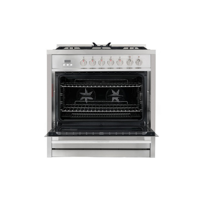 Cosmo Commercial-Style 36 in. 3.8 cu. ft. Single Oven Dual Fuel Range with 8 Function Convection Oven in Stainless Steel - COS-F965