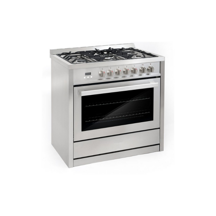 Cosmo Commercial-Style 36 in. 3.8 cu. ft. Single Oven Dual Fuel Range with 8 Function Convection Oven in Stainless Steel - COS-F965