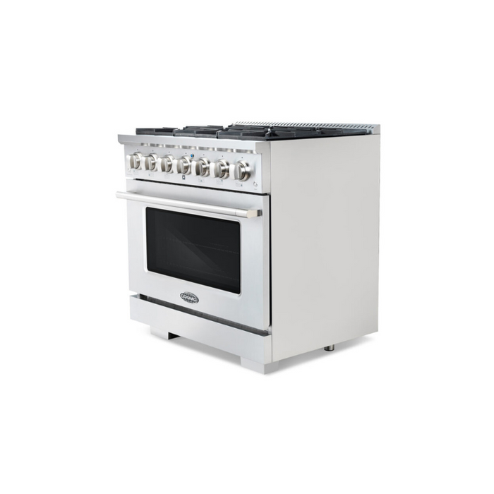 Cosmo Commercial-Style 36 in. 4.5 cu. ft. Gas Range with 6 Italian Burners and Heavy Duty Cast Iron Grates in Stainless Steel - COS-GRP366